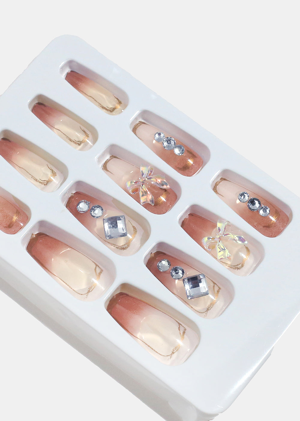 AOA Studio Golden Bow Blush 5D Press-On Nails