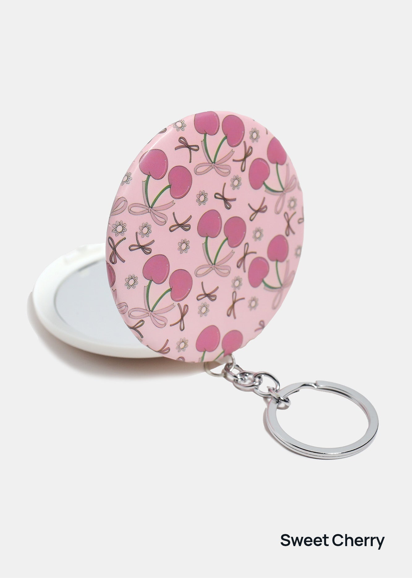AOA Double-Sided Compact Mirror – Cherry Keychain