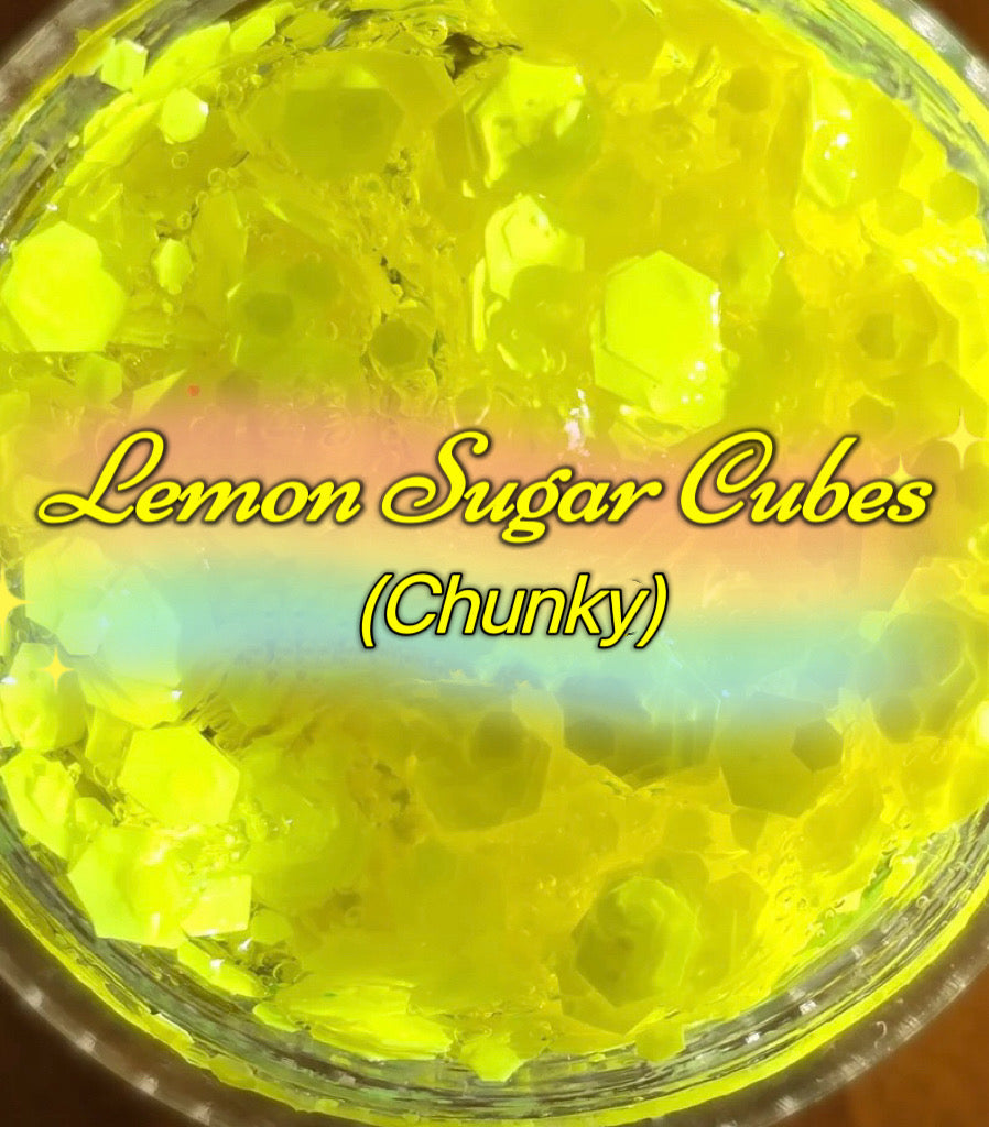 Inked Doll Cosmetics - LEMON SUGAR CUBES Neon Yellow (Chunky or Fine) “Magic Mushroom Gels”