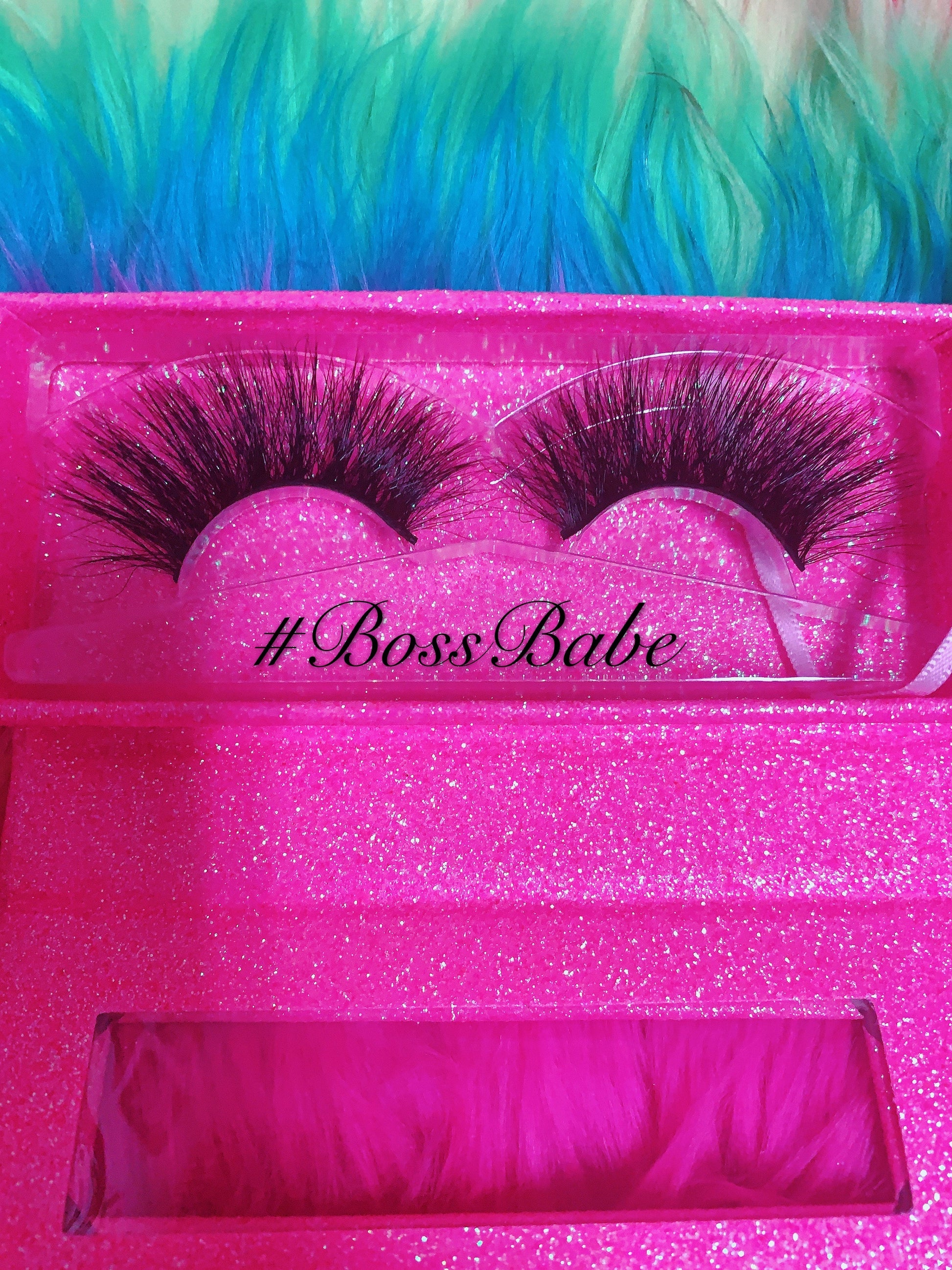 Inked Doll Cosmetics - #BOSSBABE 5D DreamDoll-LUXE Lash *PINK GLITTER* Glam Magnetic Case