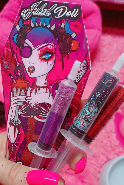 Inked Doll Cosmetics - Spooktacular *GLITTER SYRINGE* Coffin Collection