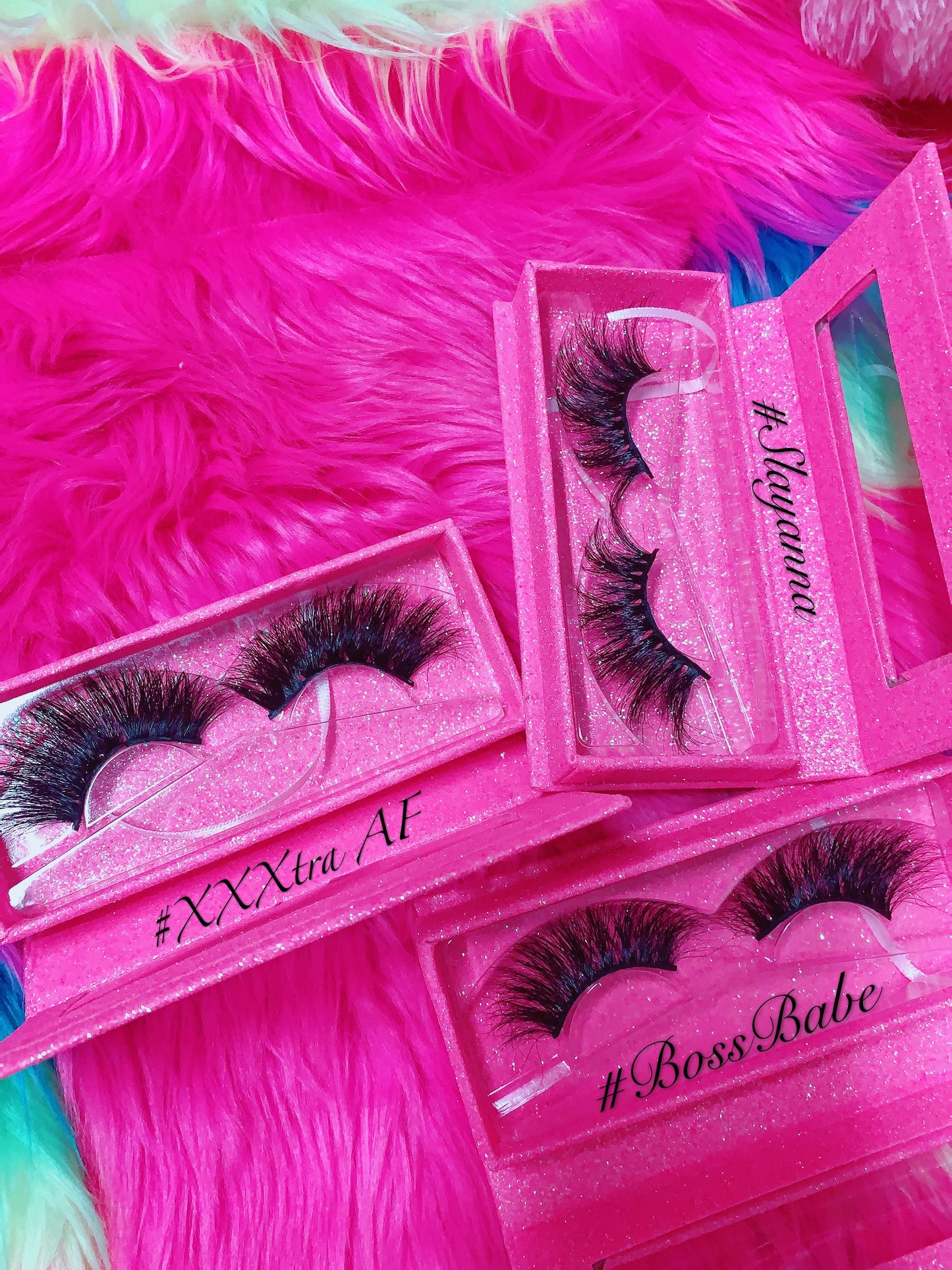 Inked Doll Cosmetics - #BOSSBABE 5D DreamDoll-LUXE Lash *PINK GLITTER* Glam Magnetic Case