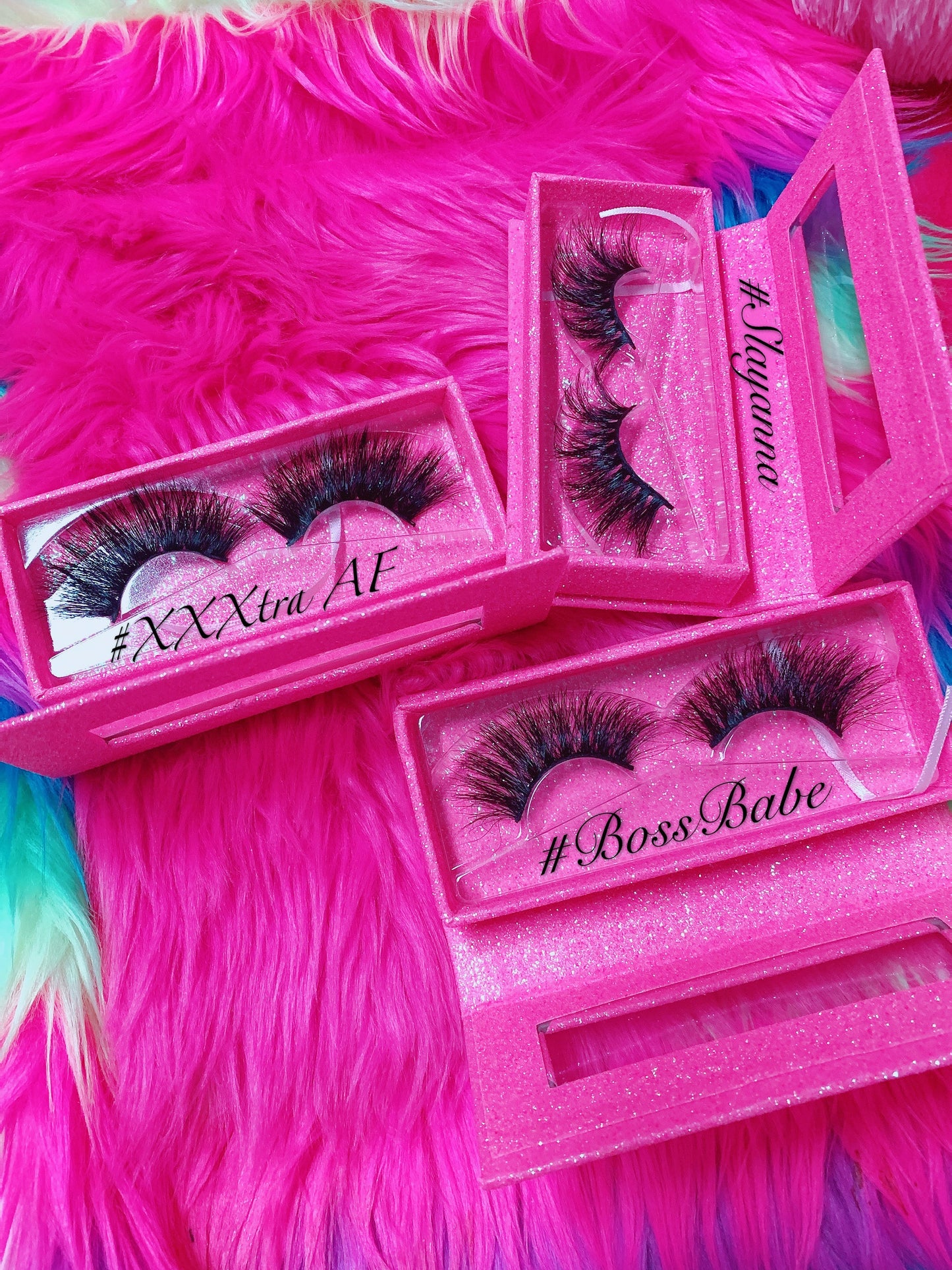 Inked Doll Cosmetics - #SLAYANNA 5D DreamDoll-LUXE Lash *PINK GLITTER* Glam MAGNET Case