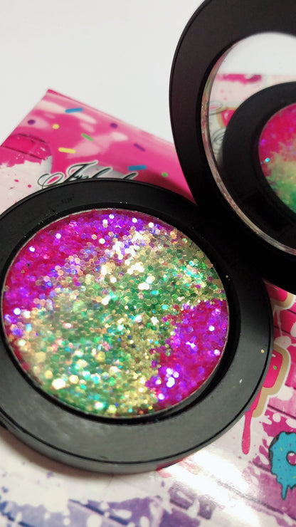Inked Doll Cosmetics - *EDC (Electric Daisy Festival)* Metallic/Iridescent Duo Pressed Glitter!