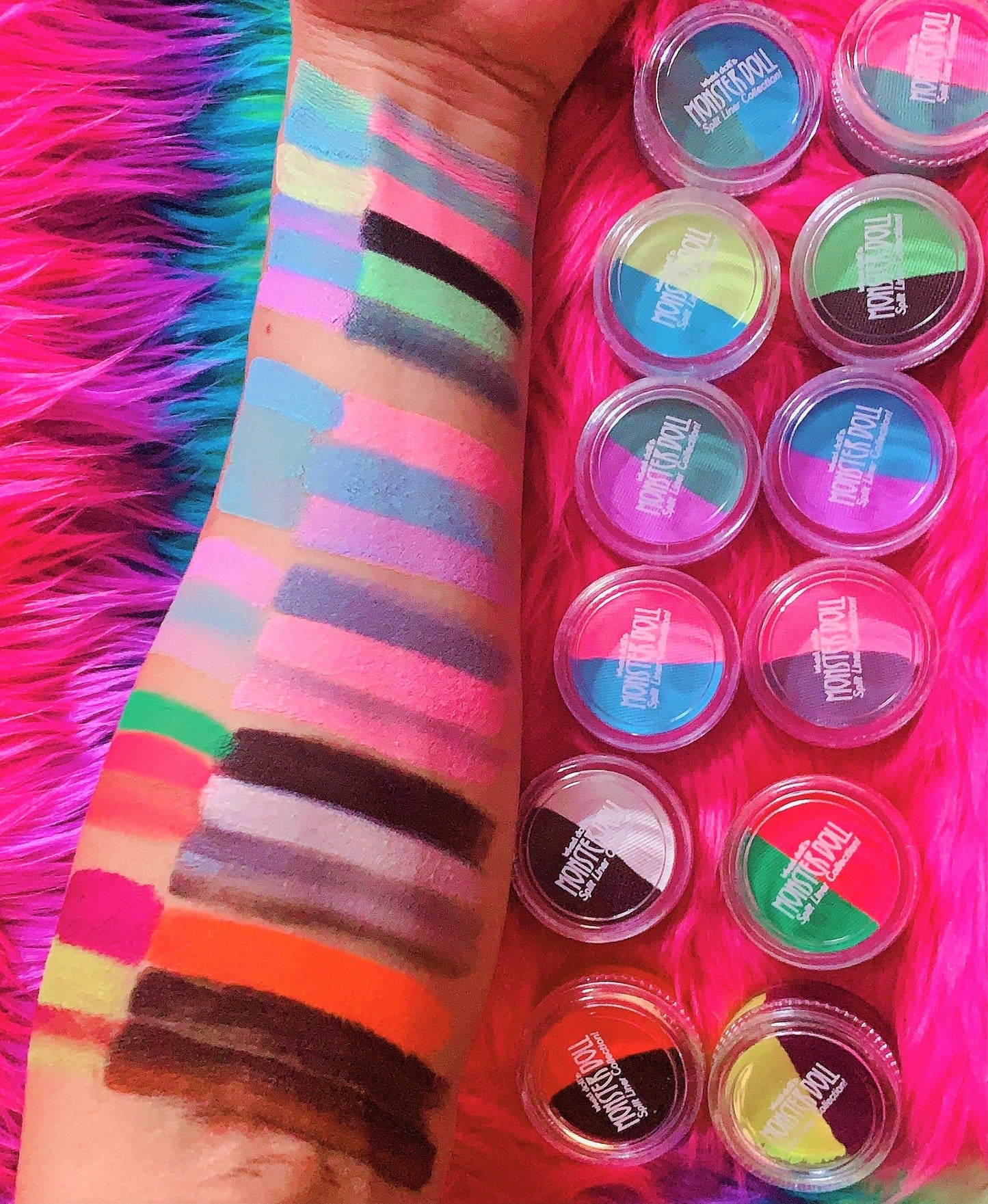 Inked Doll Cosmetics - (HUGE!) Monster Doll VENUS McFLYTRAP *UV Neon Pastel* SPLIT LINER/FACE/BODY PAINT