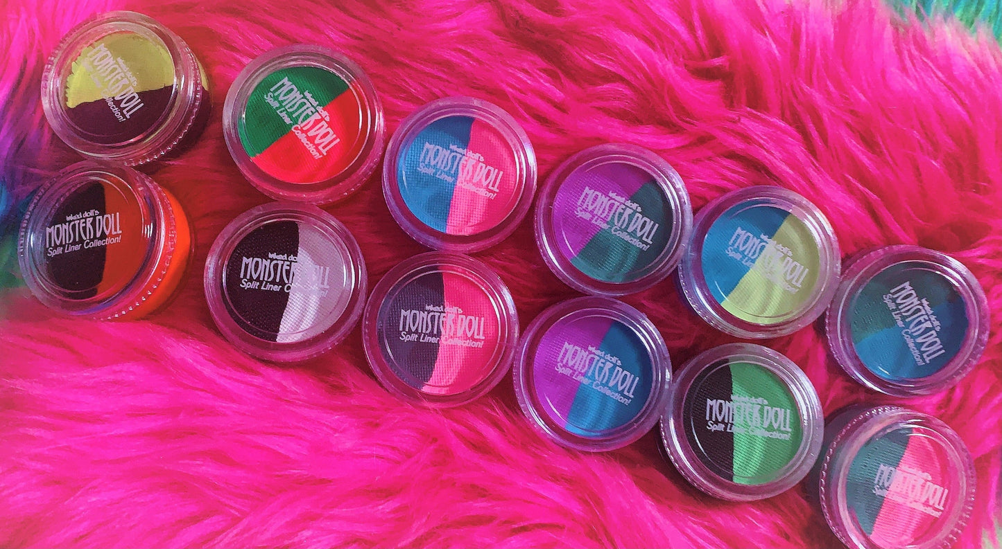 Inked Doll Cosmetics - (HUGE!) Monster Doll PURRSEPHONE & MEOWLODY *UV Neon Pastel* SPLIT LINER/FACE/BODY PAINT