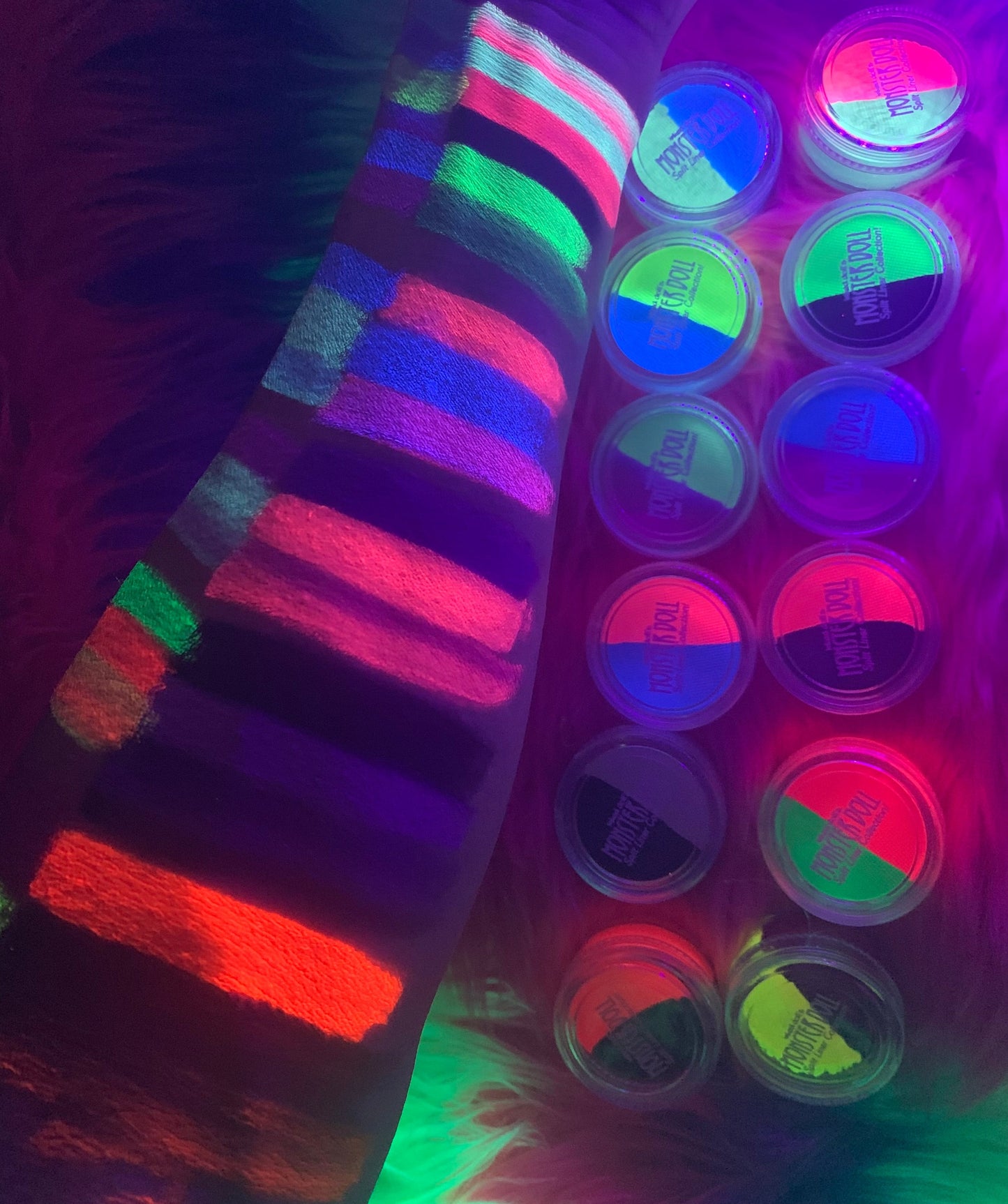 Inked Doll Cosmetics - (HUGE!) Monster Doll ROCHELLE GOYLE *UV Neon Pastel* SPLIT LINER/FACE/BODY PAINT!