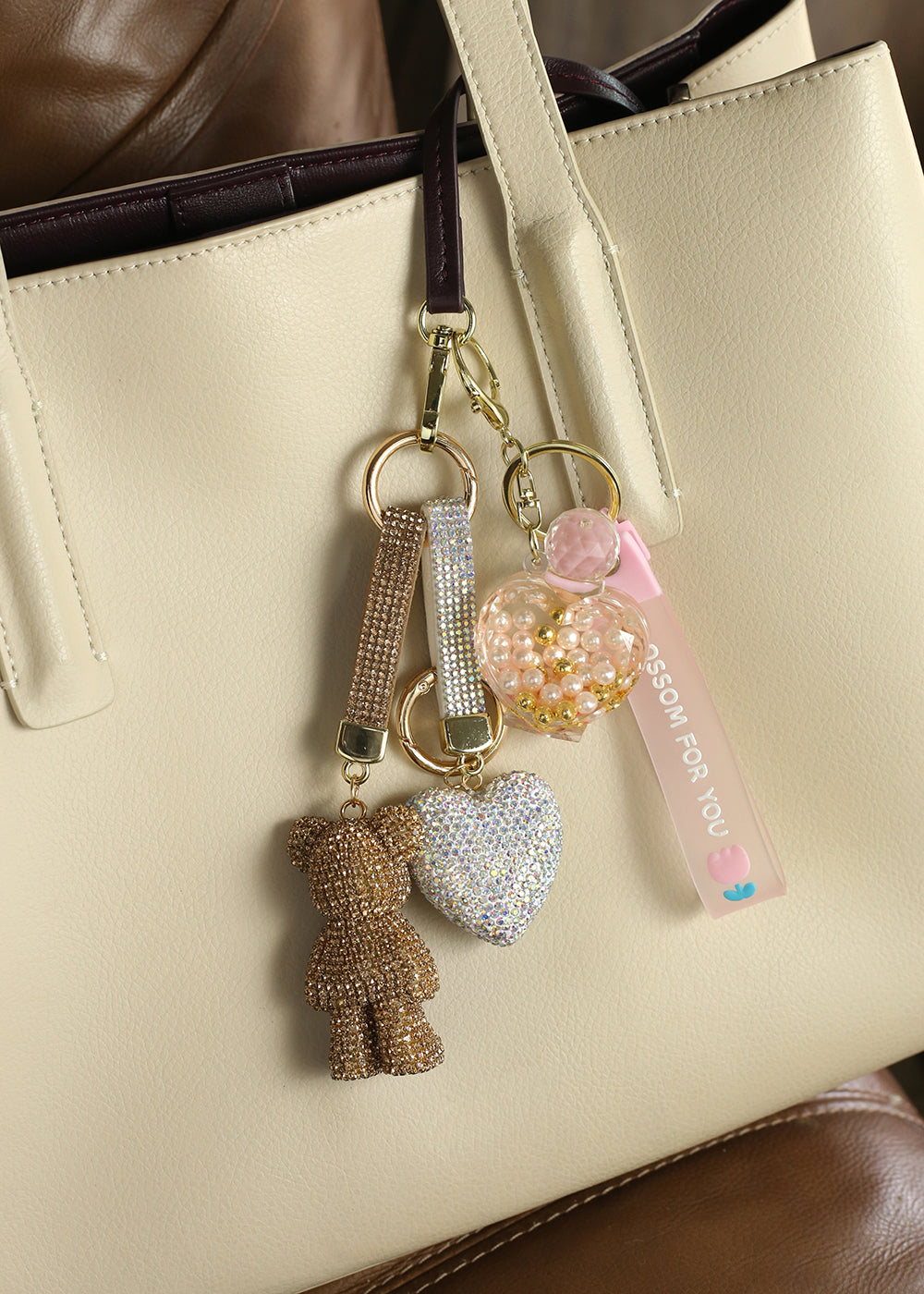 Blossom Pearl Heart Bag Charm