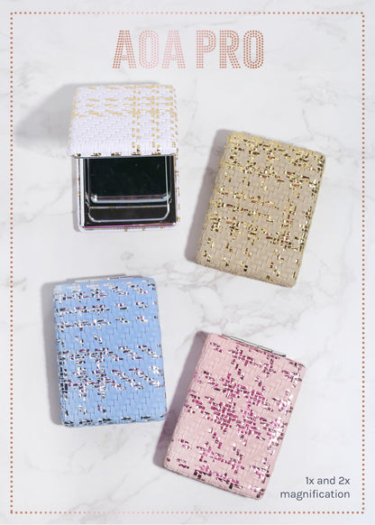 AOA Pro Double-Sided Compact Mirror – Rectangular Weave