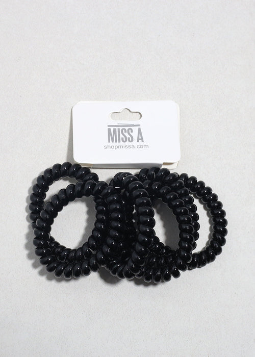 Black Spiral Hair Ties - 6 Pack