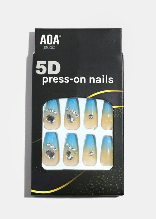 AOA Studio Coastal Glow 5D Rhinestone Press-On Nails