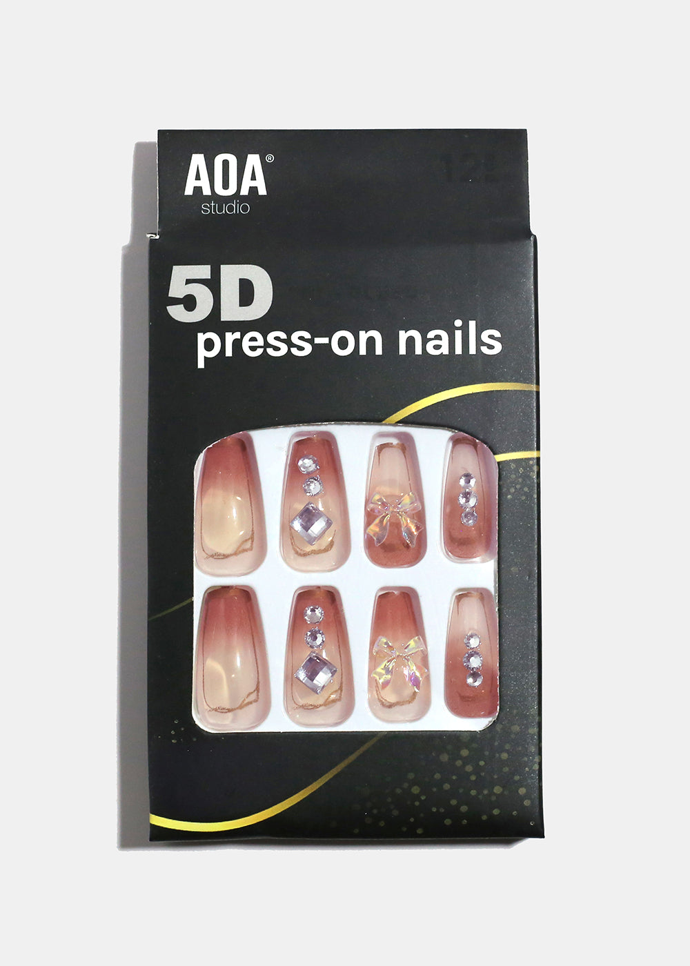 AOA Studio Golden Bow Blush 5D Press-On Nails