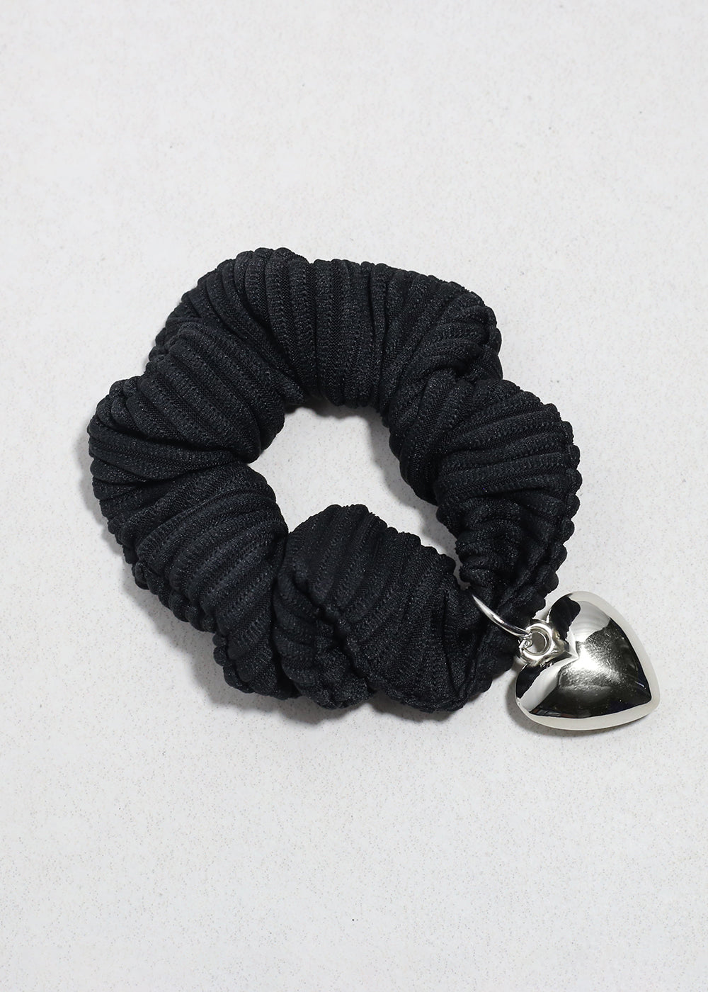 Heart Charm Pleated Scrunchie