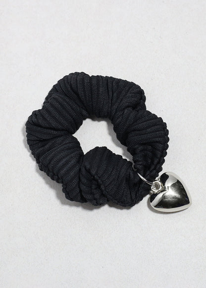 Heart Charm Pleated Scrunchie