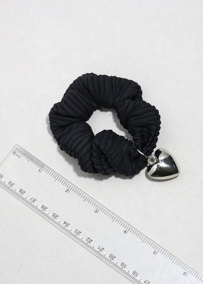 Heart Charm Pleated Scrunchie