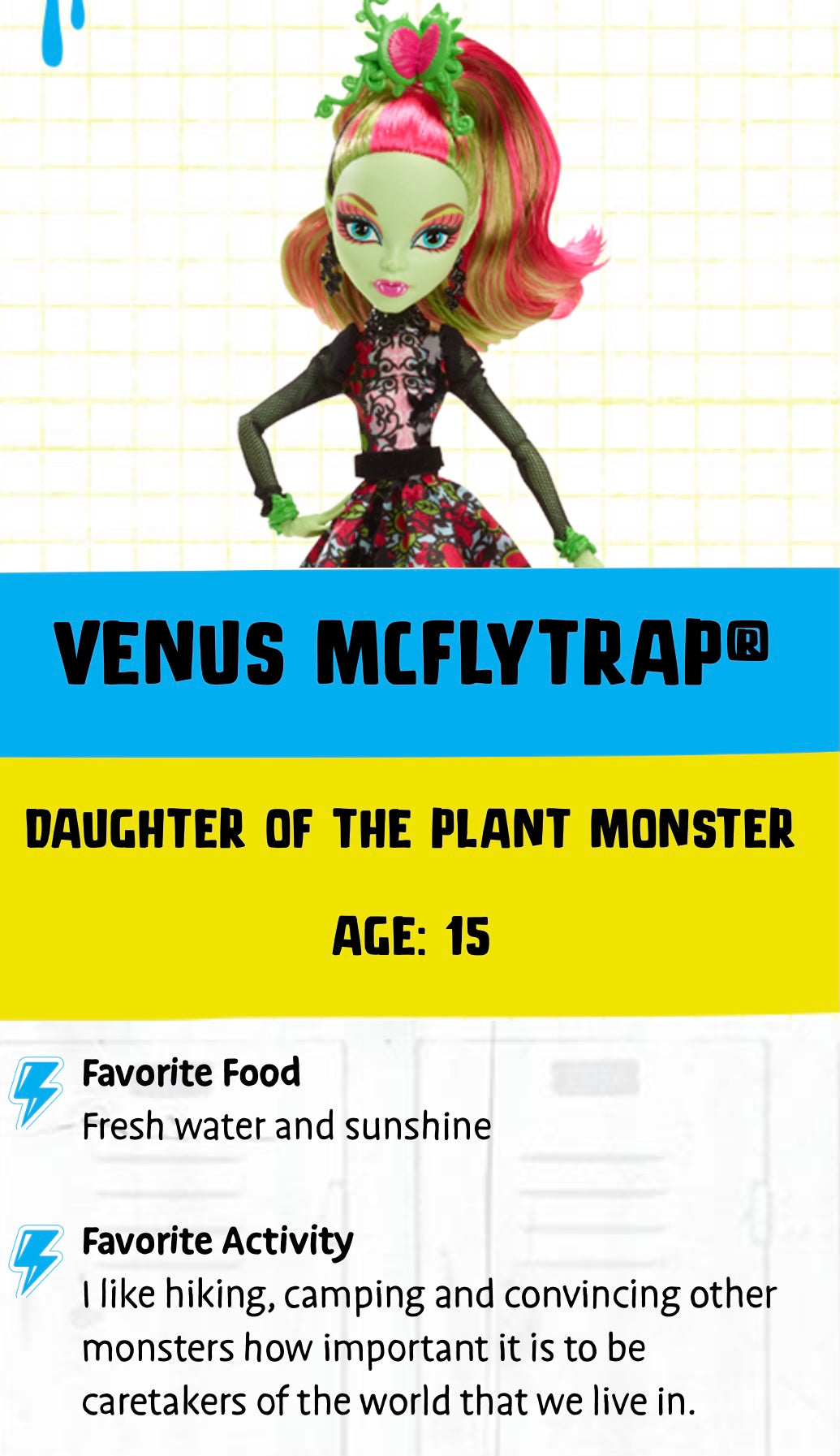 Inked Doll Cosmetics - (HUGE!) Monster Doll VENUS McFLYTRAP *UV Neon Pastel* SPLIT LINER/FACE/BODY PAINT