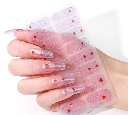 Candied Nails - Nail Sticker - Glitter Hearts Gel Nails