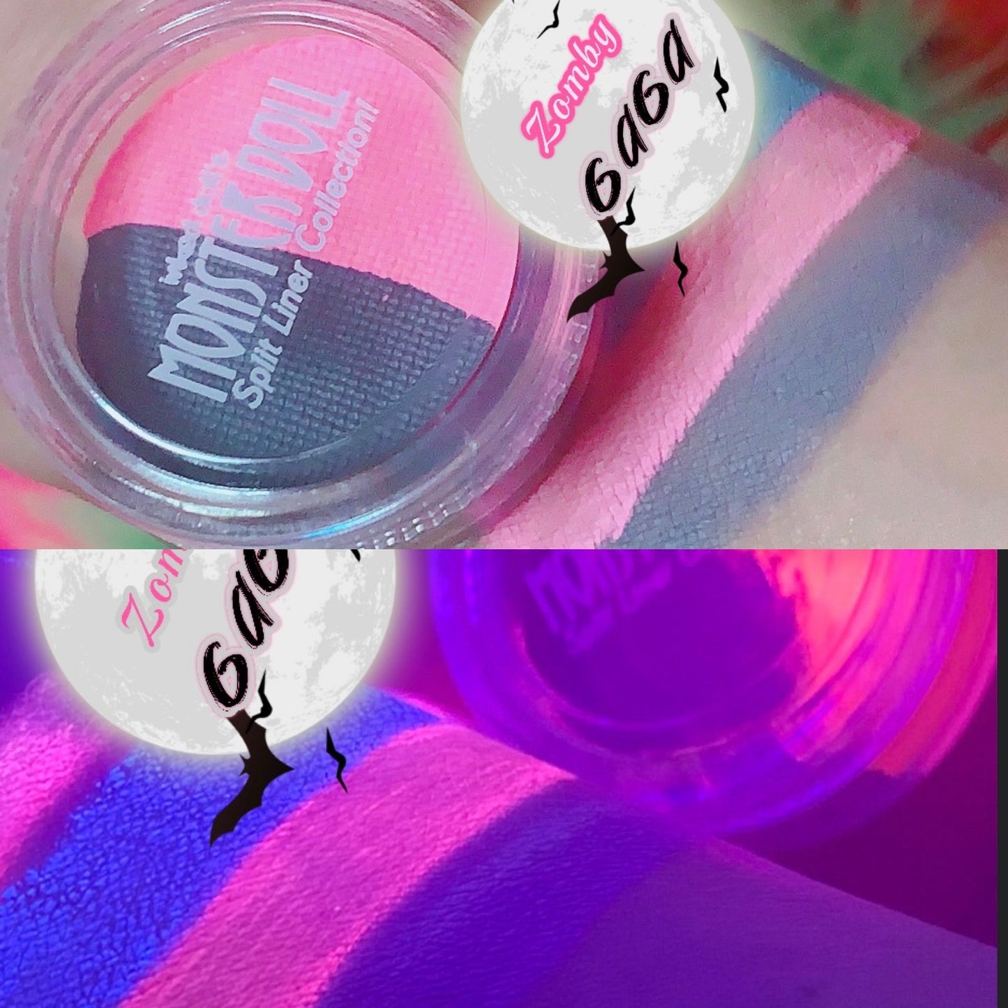 Inked Doll Cosmetics - (HUGE!) Monster Doll ZOMBY GAGA *UV Neon Pastel* SPLIT LINER/ FACE/ BODY PAINT