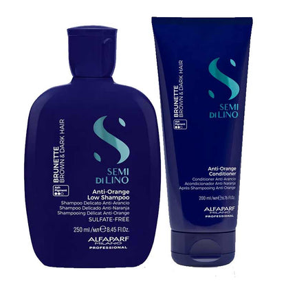 Alfaparf Semi Di Lino Brunette Anti-Orange Shampoo & Conditioner Duo
