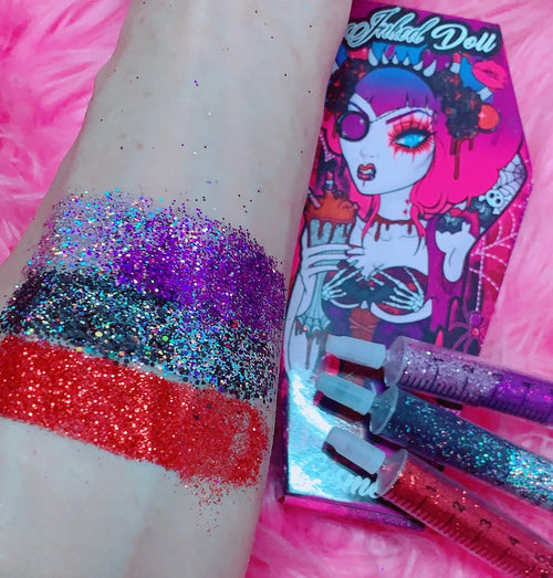 Inked Doll Cosmetics - Spooktacular *GLITTER SYRINGE* Coffin Collection